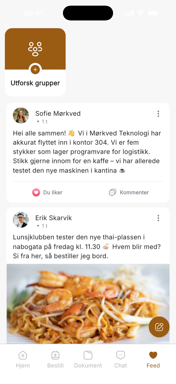App: oppslagstavle med innlegg fra leietakerne